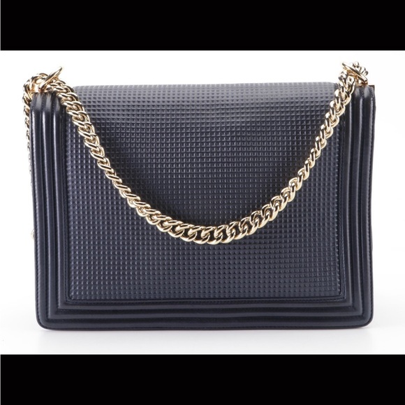 Chanel Large Boy Bag 2014 Resort Cube-Embossed Dark Blue Lambskin - Picture 4 of 12